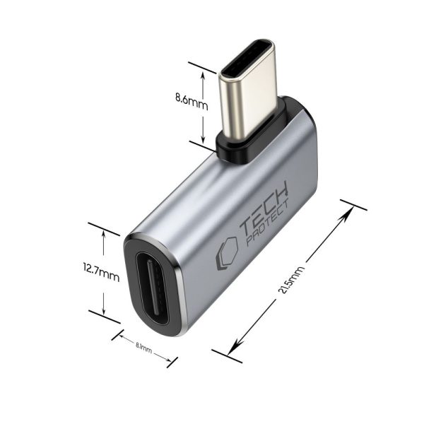 USB-C leņķiskais adapteris — pelēks