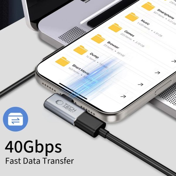 USB-C leņķiskais adapteris — pelēks