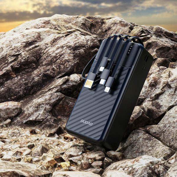 K11 Max 30000mAh Powerbank ar iebūvētiem vadiem - melns