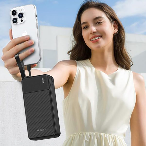 K11 Max 30000mAh Powerbank ar iebūvētiem vadiem - melns