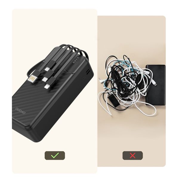 K11 Max 30000mAh Powerbank ar iebūvētiem vadiem - melns