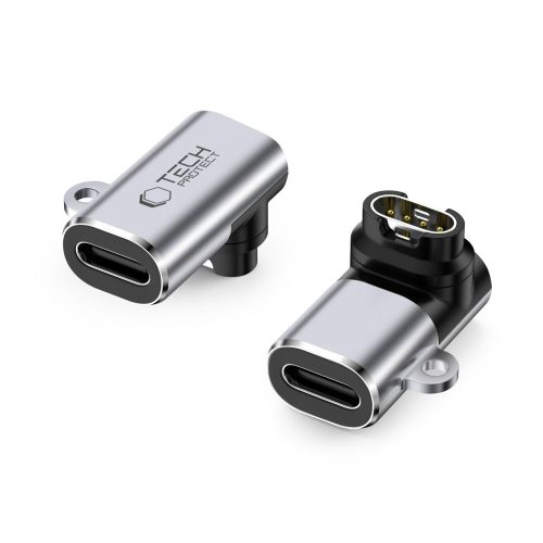 1031188-1-adapter-przejsciowka-usb-c-do-garmin-tech-protect-hurtownia-dropshipping-1.jpg USB-C leņķiskais adapteris Garmin pulksteņiem — pelēks