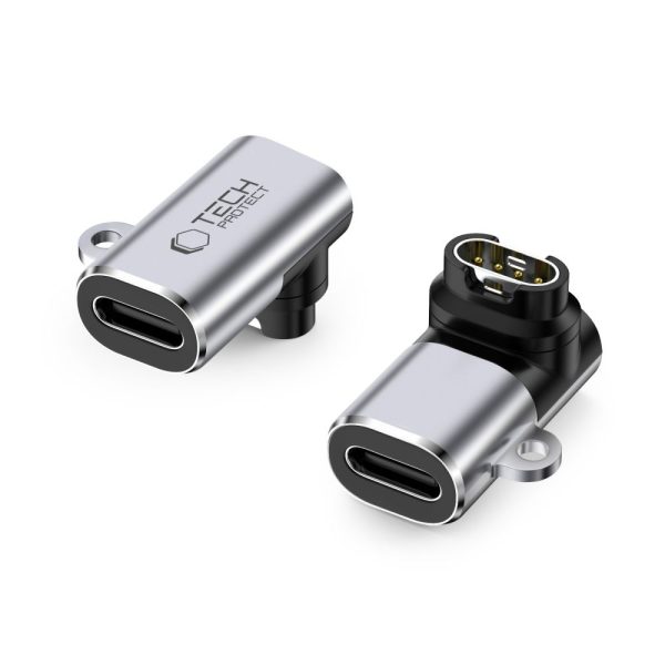 1031188-1-adapter-przejsciowka-usb-c-do-garmin-tech-protect-hurtownia-dropshipping-1.jpg USB-C leņķiskais adapteris Garmin pulksteņiem — pelēks