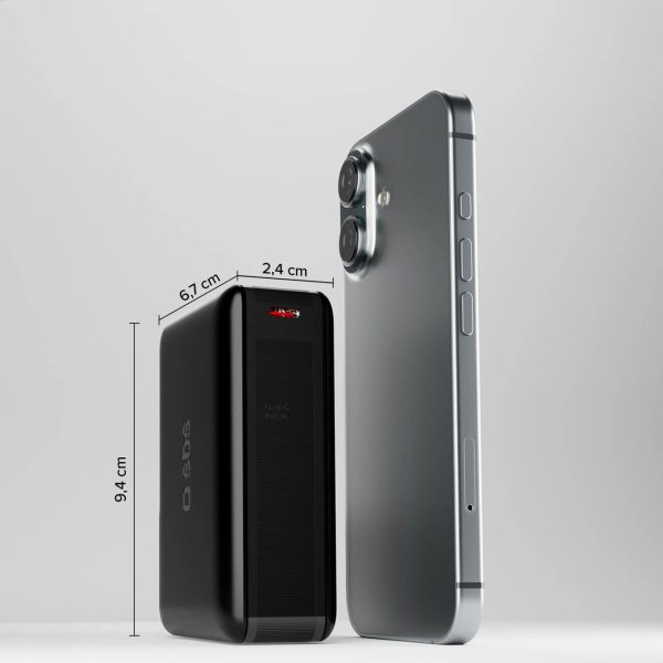 Powerbank 20000mAh klēpjdatoram, planšetdatoram, viedtālrunim PD AFC USB-C USB-A 65W - melns