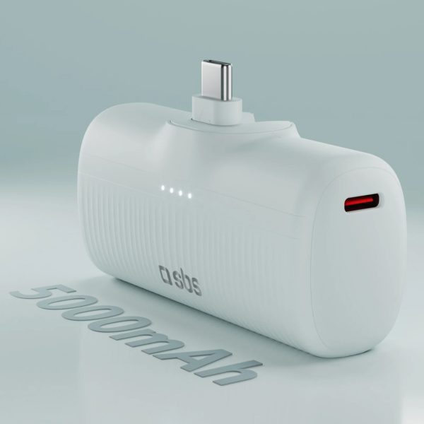 EcoPower 5000 mAh 10W pārnēsājamais akumulators ar iebūvētu USB-C portu - pelēks