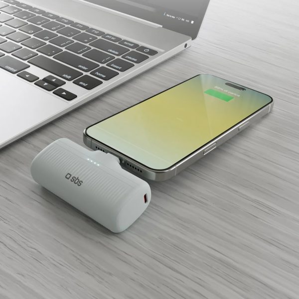 EcoPower 5000 mAh 10W pārnēsājamais akumulators ar iebūvētu USB-C portu - pelēks