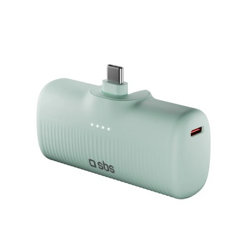 EcoPower 5000 mAh 10W ārējais akumulators ar iebūvētu USB-C portu - zaļš