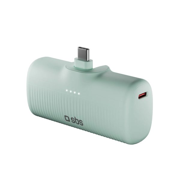 EcoPower 5000 mAh 10W ārējais akumulators ar iebūvētu USB-C portu - zaļš