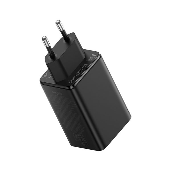 GaN6 Pro 65W USB-C USB-A sienas lādētājs ar 100W 1m USB-C kabeli - melns