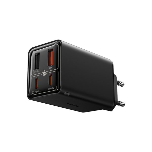 GaN6 Pro 65W USB-C USB-A sienas lādētājs ar 100W 1m USB-C kabeli - melns
