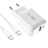 NCA30 USB-A USB-C PD QC 30W sienas lādētājs ar 1m USB-C kabeli - balts