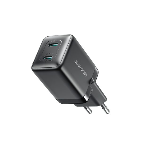 2x USB-C ES 45W sienas lādētāji - melni