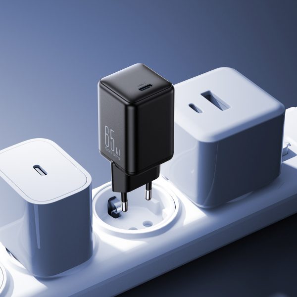 USB-C ES 65W sienas lādētājs - melns
