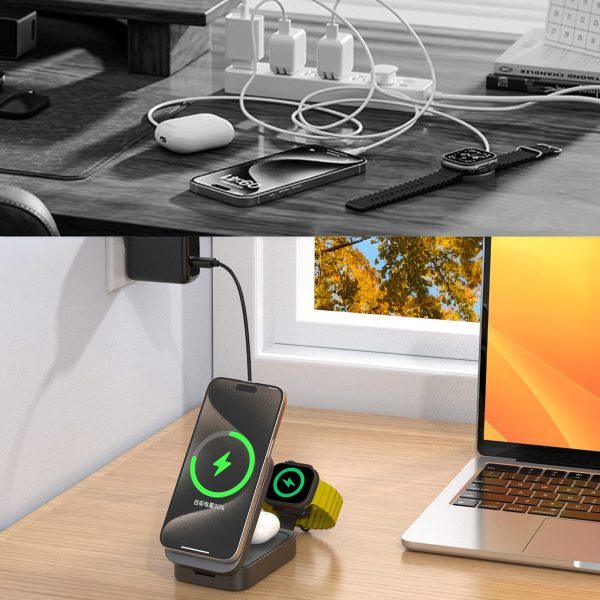 A11 3-in-1 MagSafe 15W induktīvā uzlādes stacija - pelēka