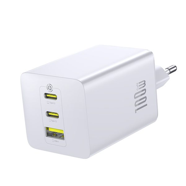 EnerFill FE11 2x USB-C USB-A 100W sienas lādētājs - balts