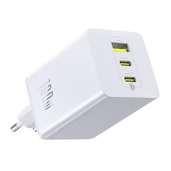 EnerFill FE11 2x USB-C USB-A 100W sienas lādētājs - balts