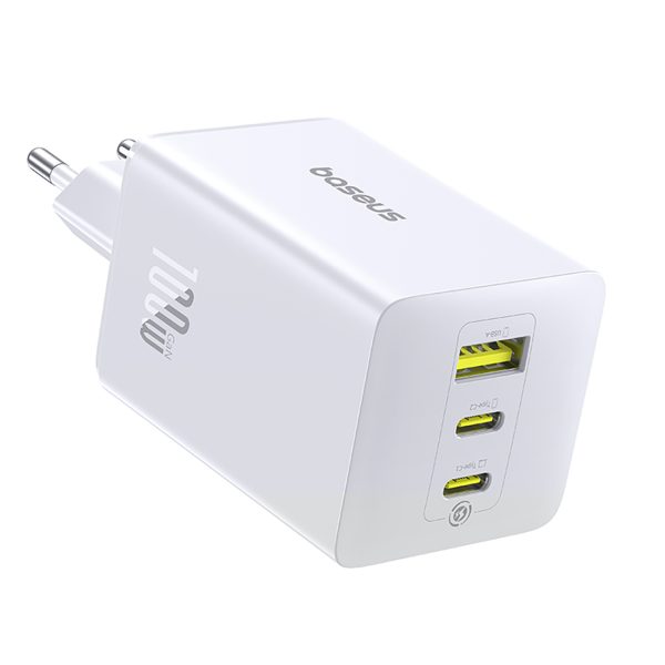 EnerFill FE11 2x USB-C USB-A 100W sienas lādētājs - balts