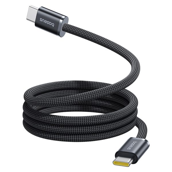USB-C 100W 1m kabelis bez sapīšanās - melns