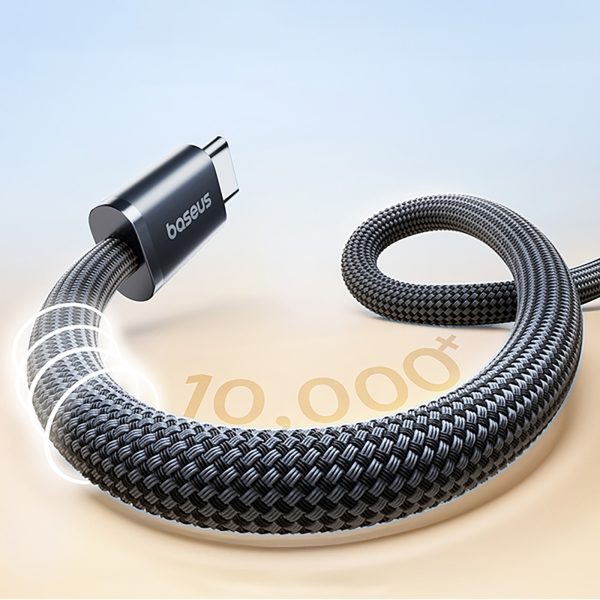USB-C 100W 1m kabelis bez sapīšanās - melns