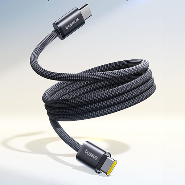 USB-C 100W 1m kabelis bez sapīšanās - melns