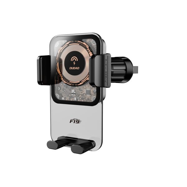 Automašīnas turētājs ar skavu un 15 W induktīvo lādētāju - melns