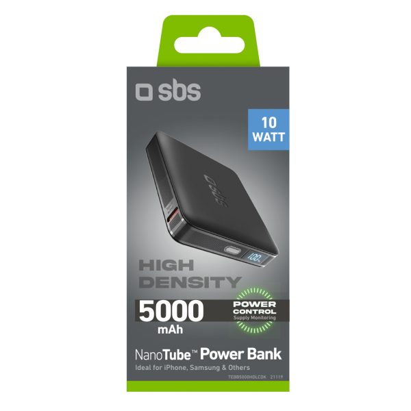 Powerbank ar LCD displeju 5000mAh USB-C 10W - melns