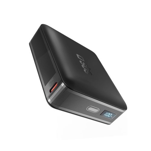 Powerbank ar LCD displeju 20000mAh USB-C 65W - melns