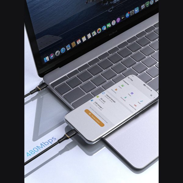 USB-C 60W silikona kabelis 1m - balts