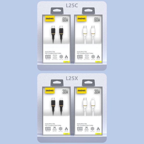 USB-C 60W silikona kabelis 1m - balts