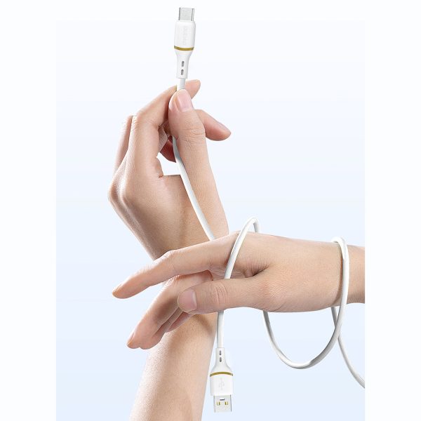 Silikona kabelis USB-A - USB-C 5A 1m - balts