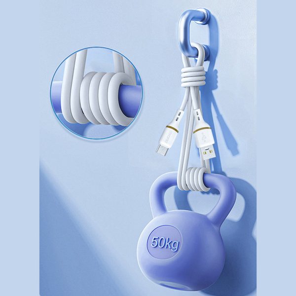 Silikona kabelis USB-A - USB-C 5A 1m - balts