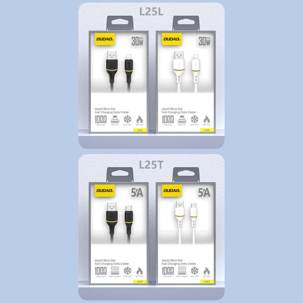 Silikona kabelis USB-A - USB-C 5A 1m - balts