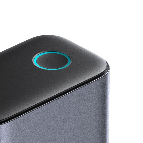 JR-TCM02 uzlādes stacija 2x USB-A 4x USB-C GaN 65W Apvienotās Karalistes spraudnis - pelēka