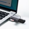 SD TF USB-A USB-C atmiņas karšu lasītājs - pelēks