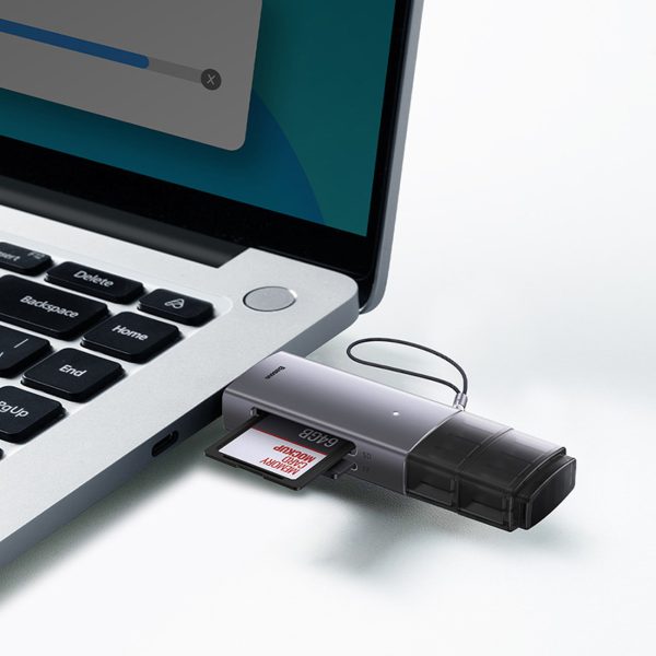 SD TF USB-A USB-C atmiņas karšu lasītājs - pelēks