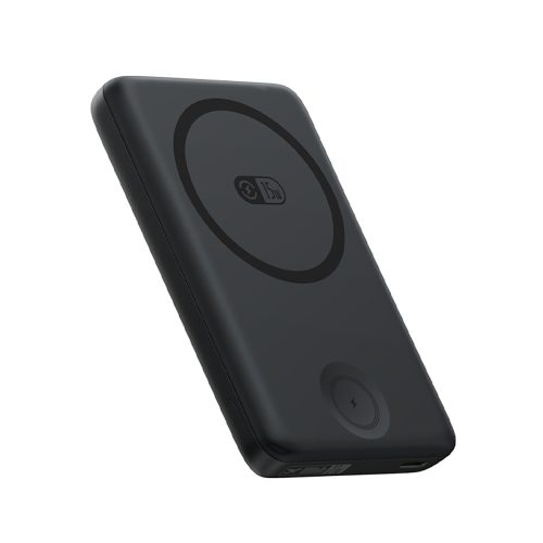 2-in-1 Powerbank 10000mAh USB-C iPhone Apple Watch MagSafe 27W ar USB-C kabeli - melns