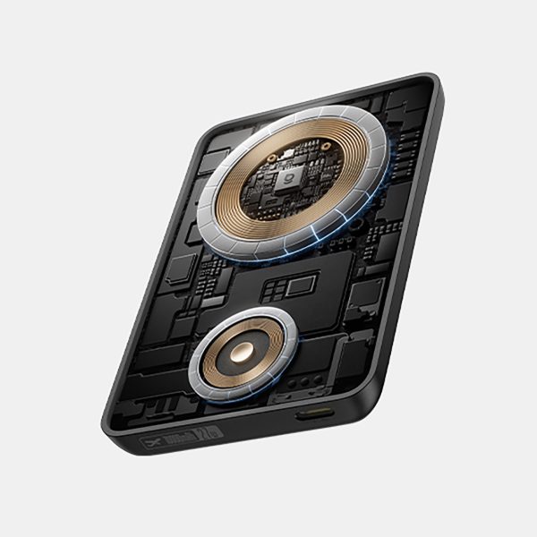 2-in-1 Powerbank 10000mAh USB-C iPhone Apple Watch MagSafe 27W ar USB-C kabeli - melns