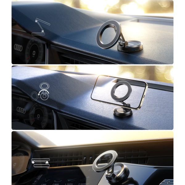 MagSafe magnētiskais automašīnas viedtālruņa turētājs uz paneļa - melns