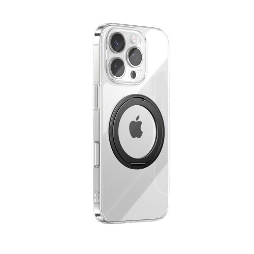 iPhone 16 Pro MagSafe vāciņš ar 360 grādu gredzena statīvu — melns