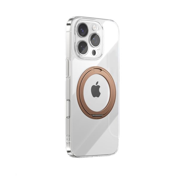 iPhone 16 Pro MagSafe vāciņš ar 360 grādu gredzena statīvu — zelta krāsā