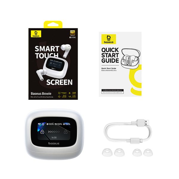 Bowie M2s Ultra TWS bezvadu austiņas ar ekrānu - baltas
