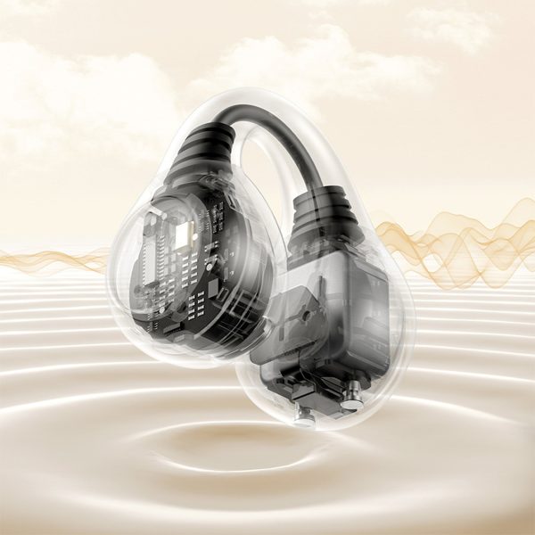 Bass 15 Clip OWS bezvadu austiņas ar atvērtu aizdari un USB-C kabeli - melnas