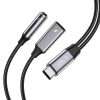 USB-C - USB-C / mini ligzda 3,5 mm kabelis - melns