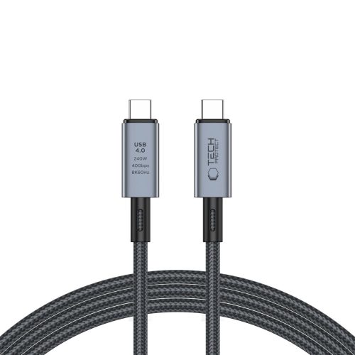 USB-C PD 240W 8K 40Gbps 2m kabelis - pelēks