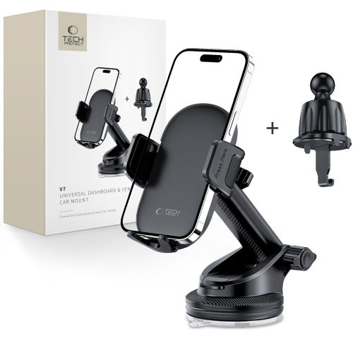 V7 automašīnas viedtālruņa turētājs kabīnes gaisa ventilācijas atverei - melns