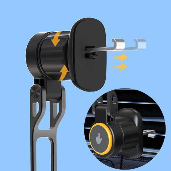 Automašīnas turētājs ar induktīvo tālruņa lādētāju un Qi MagSafe 15W režģa ventilatoru - melns