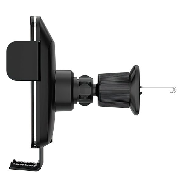 Automašīnas turētājs ar skavu un induktīvu tālruņa lādētāju režģim 15W - melns