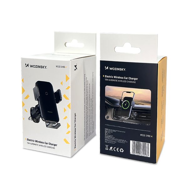 Automašīnas turētājs ar skavu un induktīvu tālruņa lādētāju režģim 15W - melns