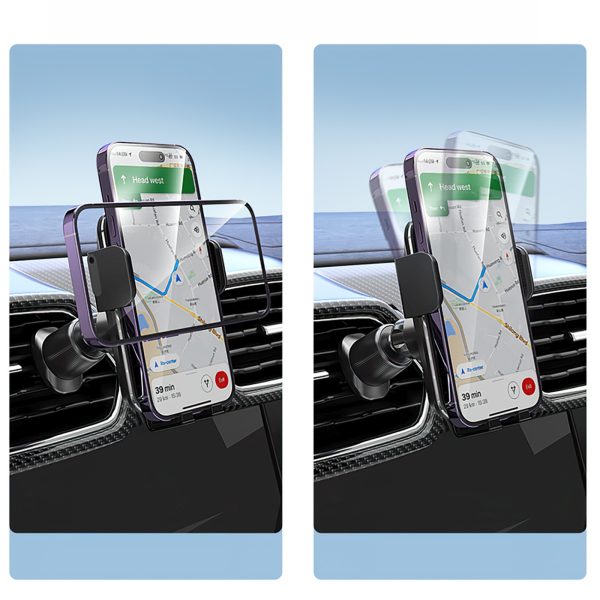 Automašīnas turētājs ar skavu un induktīvu tālruņa lādētāju režģim 15W - melns