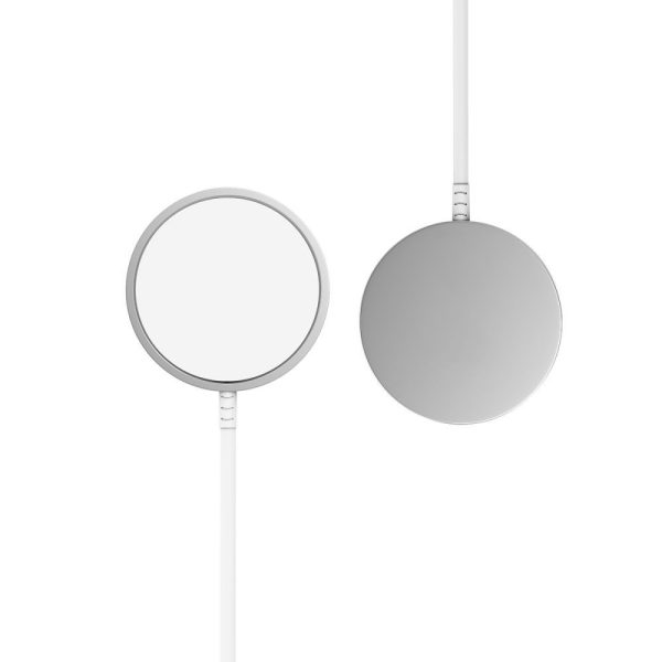 QI15W-A44 MagSafe magnētiskais bezvadu viedtālruņa lādētājs — balts